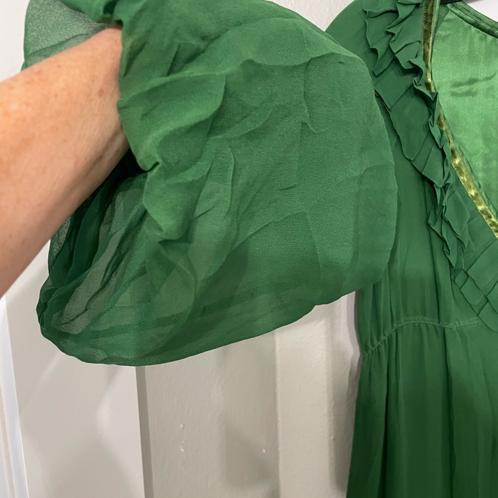 Diane Von Furstenberg 100% Silk Green Dress - Sz 6 - Picture 5 of 11